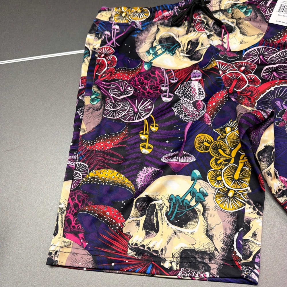 Drill Clothing Fresh Prints Psychedelic Skull Shorts Multicolor Size Medium NWT! - Picture 3 of 6